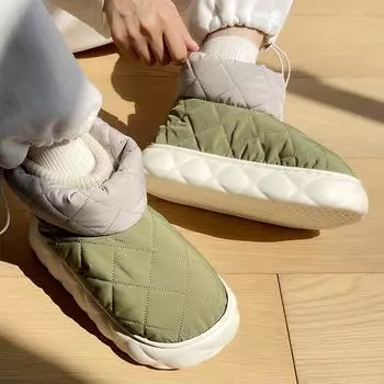 Lucyever New Women s Winter Cotton Shoes Comfort Couple Non Slip Platform Snow Boots Women Thick Bottom Keep Warm Ankle Boots 45 36-37 бежевый