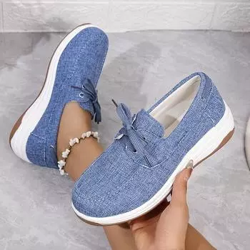 Lucyever Новые толстые парусиновые кроссовки для женщин 2025 Весна Спортивная обувь на шнуровке Женская нескользящая обувь для ходьбы больших размеров 43 37 коричневый