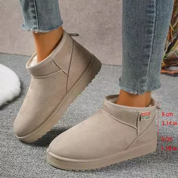 Lucyever Толстые плюшевые зимние ботинки на платформе для женщин, без застежек, искусственная замша, ботинки на щиколотку, женские, зимние, сохраняющие тепло, меховые, хлопковые, женские 36