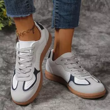 Lucyever Удобные кроссовки на плоской подошве для женщин Осенние нескользящие кроссовки на шнуровке Женские повседневные кроссовки с мягкой подошвой для ходьбы 36