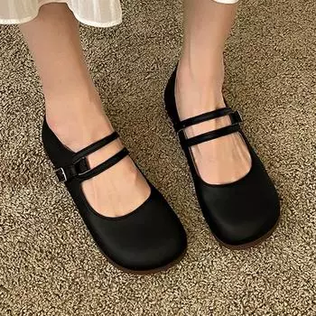 Lucyever, удобные женские туфли на мягкой подошве на плоской подошве, осенние туфли из искусственной кожи с пряжкой и ремешком, женские балетки с круглым носком, женские туфли на плоской подошве 39 абрикосовый