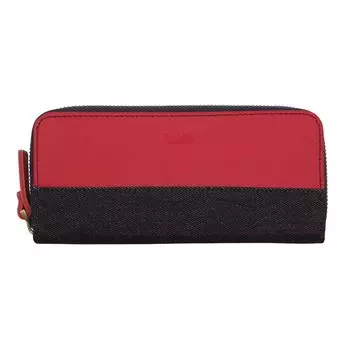 Luddite Leather Combination Round Zip Pen Case 2 Denim Genuine Leather Pencil Case [Red] LDKC-RZP2-03