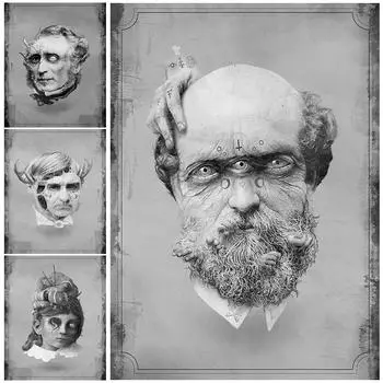 «Люди, одержимые демонами», настенное искусство, живопись на холсте, абстрактный сюрреализм, ужасы, ретро-искусство, плакаты и принтеры 21cm30cm NoFrame