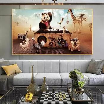 Люди Животные Панды Жирафы Обезьяны Лев Зебра Попугай Миграционные плакаты Картины Печать Настенные художественные фотографии Декор для гостиной 21*30cm