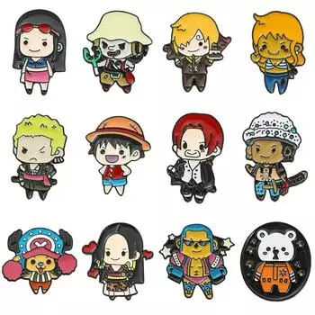 Луффи Чоппер Нами брошь и эмалированные булавки для мужчин и женщин ювелирные изделия подарки аниме значки с героями мультфильмов на лацканах