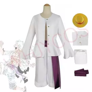 Luffy Косплей Костюм Модель Ника Бог Солнца Костюм со Шляпой Полный Комплект Косплей Униформа Костюм Маскировка Набор Рождество Хэллоуин Событие Повседневная Одежда Сцена