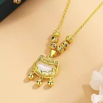 Люфужу кошачий глаз камень долгосрочный замок кулон ожерелье для женщин легкая роскошная ниша модная ключичная цепочка