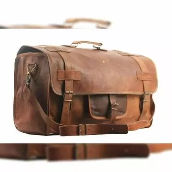Luggage Duffel Slim Bag New Men s Brown Vintage Genuine Leather Goat hide Travel