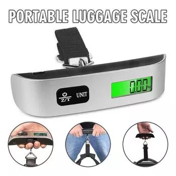 Luggage Scale 110lb 50kg Digital Handheld Portable Hanging Baggage Scale for Travel Suitcase Weight Scale серебряный