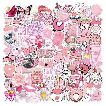 Luggage Sticker Skateboard Graffiti Sticker DIY Scrapbook Stationery Sticker Pink Style Stickers 50PCS