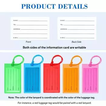 Luggage Tag Rainbow Colorful Flexible Suitcases Tag Waterproof Name ID Labels Luggage Identifier Transparent For Travel