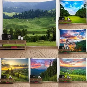Луговой лес, защита глаз, гобелен, настенный красивый природный ландшафтный дизайн, богемное эстетическое украшение стены 100x75cm