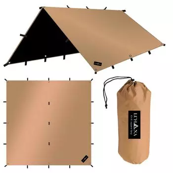 LUHANA Tarp Square Square Огнестойкое черное покрытие Водостойкость 8000 мм 19 петель Легкий 4 м x 4 м 3 м x 3 м Огнестойкое черное покрытие /