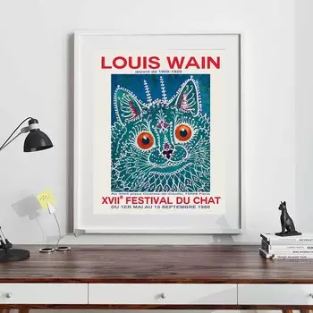 Луи Уэйн, японский кот, принт, искусство, HD качество, мультяшная живопись, постер с животными, холст, картина маслом, картина в скандинавском стиле, домашний декор 21cm30cm NoFrame