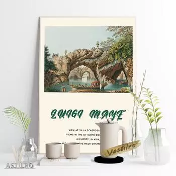 Луиджи Мэй Пейзаж Иллюстрация Вилла Скаброса Винтажный Плакат 21cm30cm NoFrame