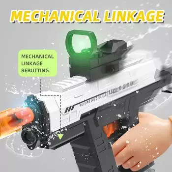 LUJING Автоматический UZI Электрический водяной пистолет Самопоглощающий пистолет Бои Летние игрушки Водяные пистолеты Открытый пляжный бассейн для взрослых Игрушки синий