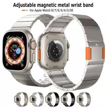 LUJING металлический ремешок для браслета для Apple Watch 49 мм, 45 мм, 44 мм, 42 мм, браслет с магнитной пряжкой, магнитный браслет iwatch серии Ultra 8, 7, 6, 5, 4, 3 SE 42mm 44mm 45mm Box серый