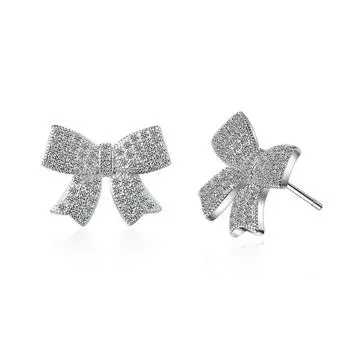 Лук Подарочный Темперамент Модные Циркониевые Сверкающие Классические Серьги-гвоздики для Женщин Ослепительные Женские Элегантные Аксессуары Вечные Ювелирные Изделия