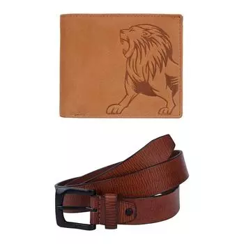 Luke Vintage кожаный кошелек коньячного цвета и повседневный кожаный ремень с текстурой красного дерева подарочный набор для мужчин