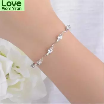 Lukeni Распродажа Женские браслеты из стерлингового серебра 925 пробы, ювелирные изделия, подвески, женские хрустальные камни, дамы, влюбленные, рождественский подарок, бижутерия