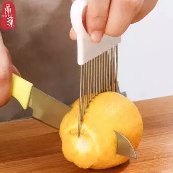 Луковая игла из нержавеющей стали, резак для томатов, держатель ножа, овощерезка и фруктовая нарезка, кухонные аксессуары, инструменты 1pcs белый