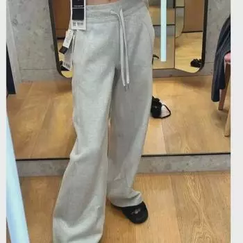 Lulu Velvet Scuba Wide-Leg Drawstring Pants - Mid-Waist, Casual, Loose Fit for Autumn/Winter