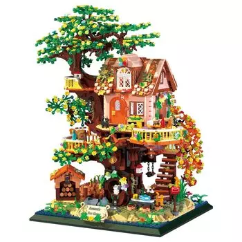 LULUFUN Block Tree House Toy 3D Puzzle Mini Block Tree House Assembly Дети Взрослые Празднование Новогодний Подарок День Рождения Рождественский Подарок Подарок