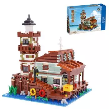 LULUFUN Micro Block Building Seaside Hut Toy Block Set Fishing Hut Kit House Fishing Village Assembly DIY Sea Room Children Adults Celebration