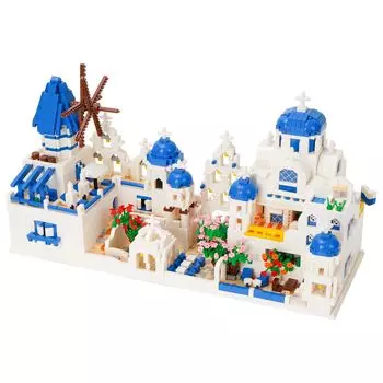 LULUFUN Micro Block Building Toy 3D Puzzle Castle Adult Present Interior Assembly Killing Time Hobby Popular (Санторини)