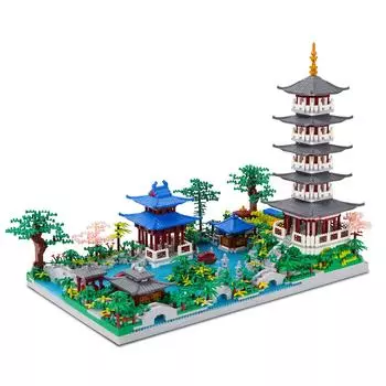LULUFUN Micro Block Garden Hangzhou West Lake Toy 3D Puzzle Leifeng Pagoda World Heritage Landscape Дети Взрослые Убийство времени Празднование Нового года
