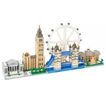 LULUFUN Micro Block London City Series Skyline Architecture Big Ben Tower Bridge Building Block Игрушка в подарок для интерьера для детей и взрослых Killing Time Gift
