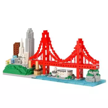 LULUFUN Micro Block San Francisco City Series Skyline Architecture Golden Gate Bridge Building Block Toy Girls Boys Interior Adult Present Killing