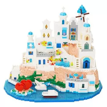 LULUFUN микроблок Эгейское море Эгейское море игрушечные блоки набор строительство замок интерьер сборка Убийство времени хобби Популярность ребенок взрослый подарок день рождения