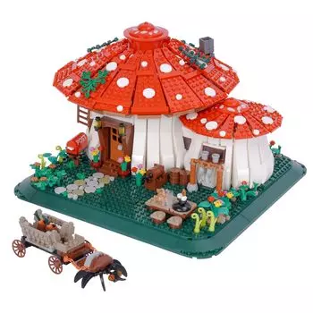 LULUFUN Mushroom House Block Set Building Toy House Toy Room Model Assembly Kit House Gift Birthday Block Christmas Boys Girls Birthday Christmas