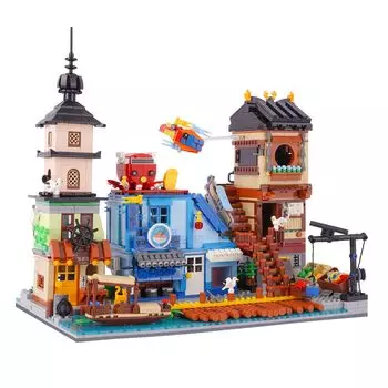 LULUFUN набор блоков игрушка порт Хоккайдо 3D головоломка мини блок морской корабль осьминог сборочный комплект для детей взрослых празднование нового года подарок на день рождения рождество