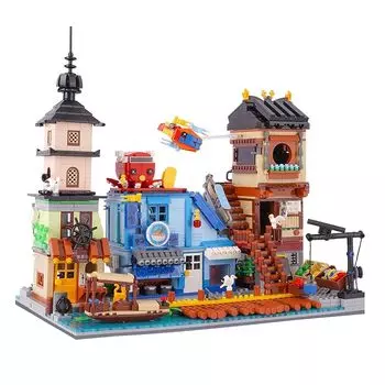 LULUFUN набор блоков игрушки порта Хоккайдо 3D головоломка мини-блок морская лодка осьминог сборочный комплект для детей и взрослых празднование нового года подарок на день рождения Рождество