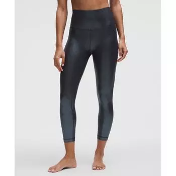 Lululemon Align High Rise Ribbed Crop 23 Shine Radiate Foil Print Black Night 4