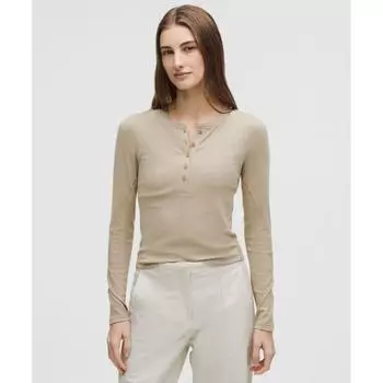 Lululemon Hold Tight Long Sleeve Henley Sheer Oak 8