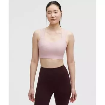 Lululemon Like A ClouD RibbeD Longline brA Light Support D DD Cup Pink hAze 8