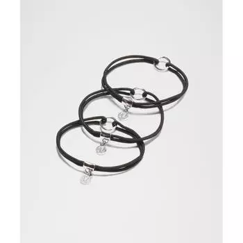 Lululemon Резинки для волос с подвесками-логотипами, 3 шт., черные, серебристые ONE SIZE