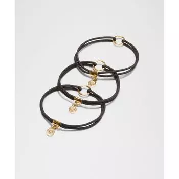 Lululemon Резинки для волос с подвесками-логотипами, 3 шт., черное золото ONE SIZE