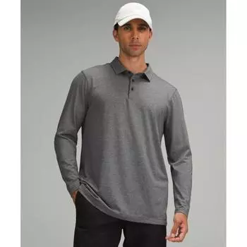 Lululemon Рубашка поло с длинным рукавом Evolution, цвет черный, меланжевый