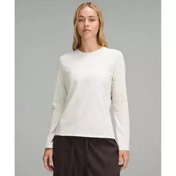 Lululemon Рубашка с круглым вырезом и длинными рукавами из органического хлопка Bone XXXS
