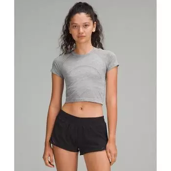Lululemon Swiftly Tech Cropped Short Sleeve Shirt 2.0 Slate White 0