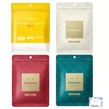 Lululun Face Mask Limited Trial Set of 4 bag contains 7 Lululun Precious Hydra V Set 28 pieces Hydra ``Each pieces + (GREEN, RED, WHITE, V)