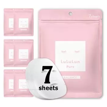 LULULUN Pure Pink Увлажняющая маска для лица 7 шт. (Сбалансированный тип)