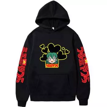 Lum Urusei Yatsura Толстовки Мужская мода Аниме Waifu Senpai Толстовки с принтом Манга Графическая одежда Мужская повседневная уличная одежда с длинным рукавом S чёрный