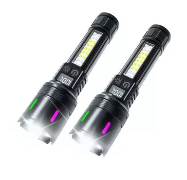 Люмены LED Военный Цифровой Батарея Супер Мощный 7 Зум Красный и Синий Предупреждающий Боковой COB Рабочий Идеально для Ночи На улице и Перебоев Электроэнергии 20,000