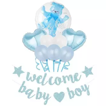 Lumierechat Украшение для детского душа Гирлянда из воздушных шаров Розовый Синий Мальчики Девочки Медведь a-b3632(Добро пожаловать, мальчик) синий