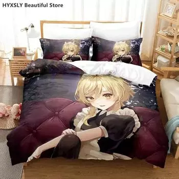 Lumine Genshin impact Game 3D Пододеяльник Постельное белье Одеяло Льняные наволочки Домашний декор Для подростков Односпальная кровать Двуспальная кровать Твин Queen EU Single 135x200cm